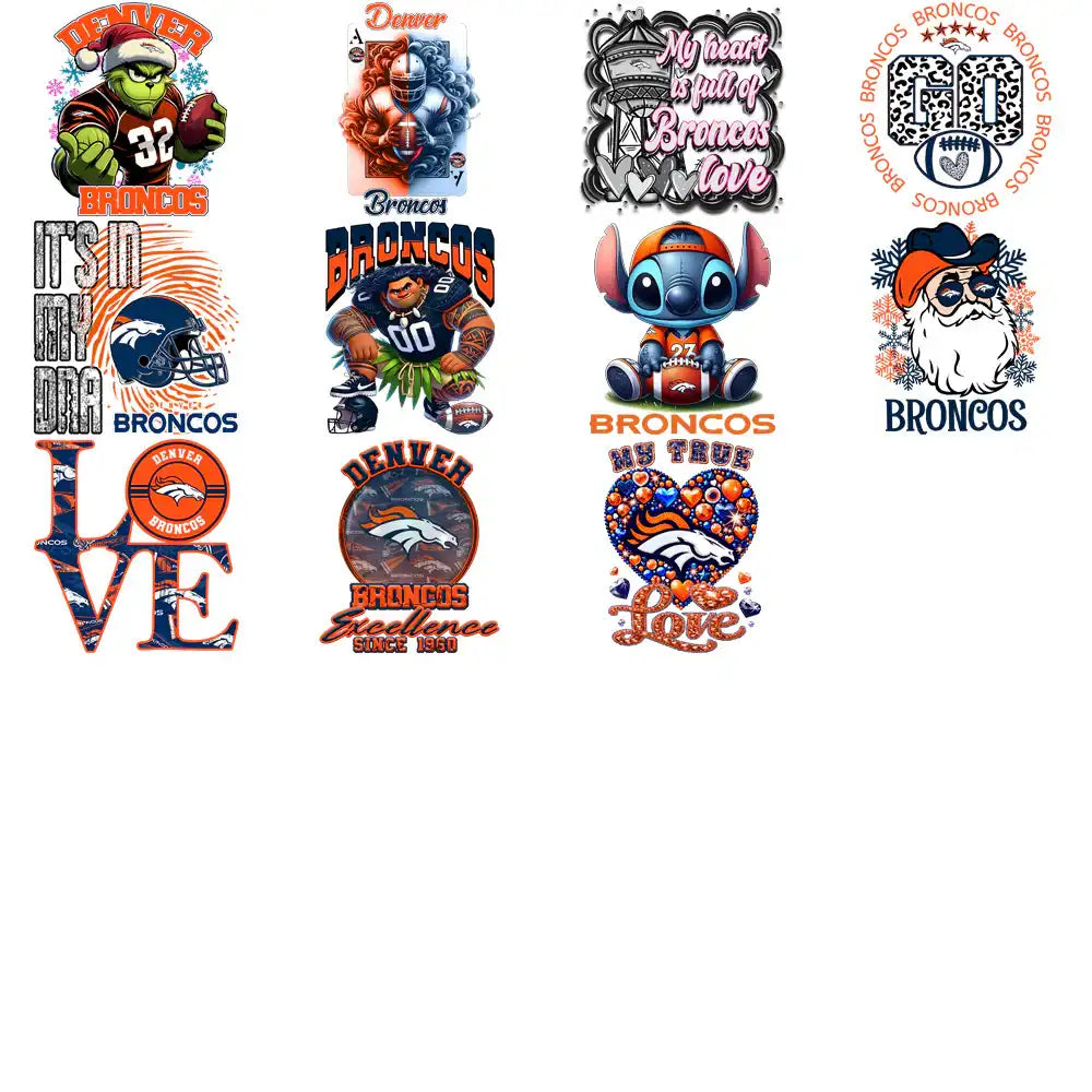 48 Denver Broncos V1 Football Designs Bundle PNG
