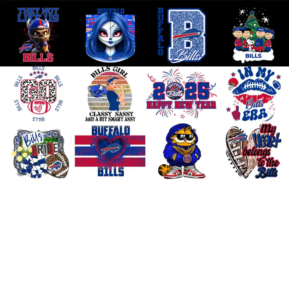 49 Buffalo Bills V1 Football Designs Bundle PNG