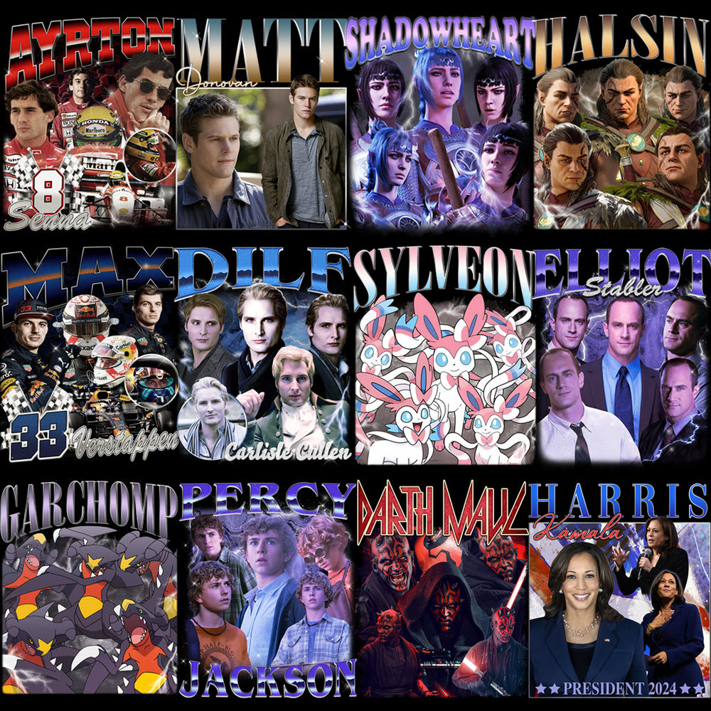 50 Celebrity Fan Mixed Bootleg 90s V6 Designs Bundle PNG