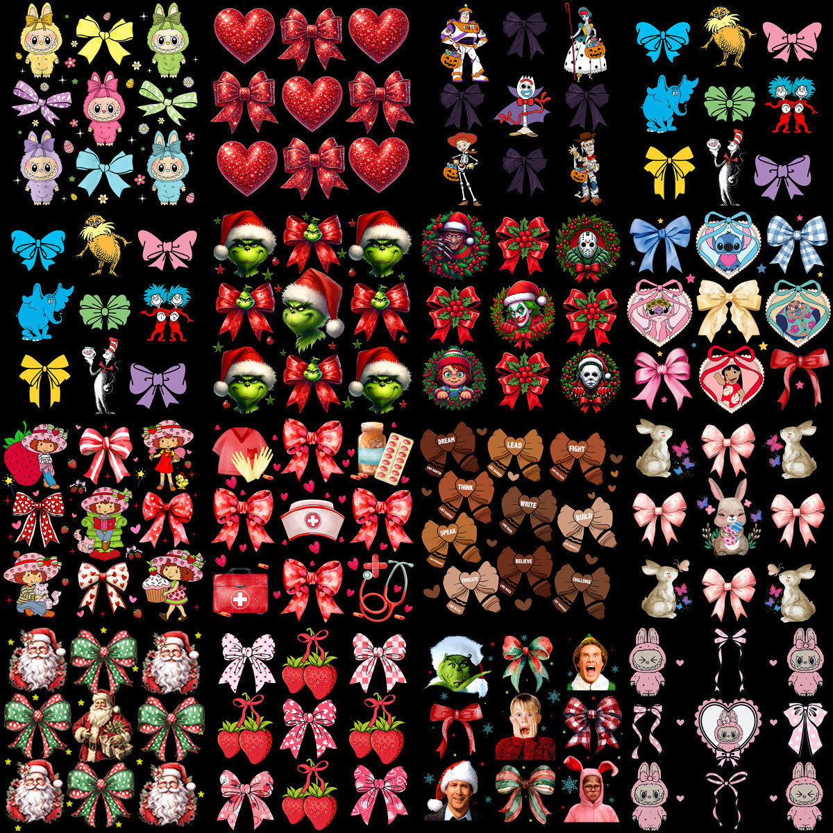 60 Events Mixed Bow Tie Coquette Designs Bundle PNG