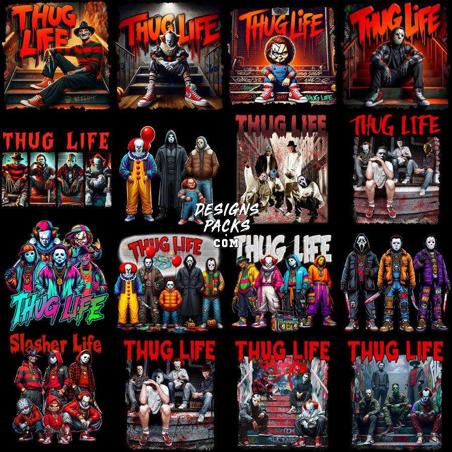 69 Horror Halloween Slashers Thug Life Designs Bundle PNG