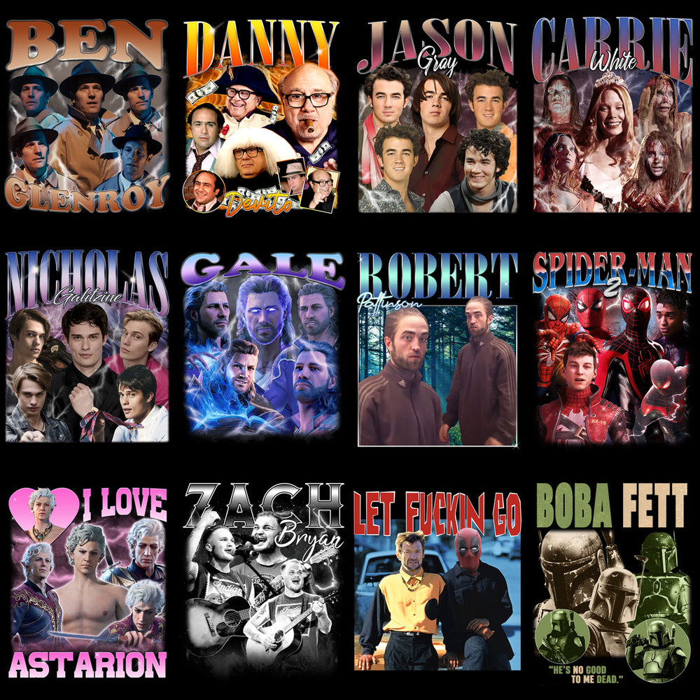 50 Celebrity Fan Mixed Bootleg V1 Designs Bundle PNG
