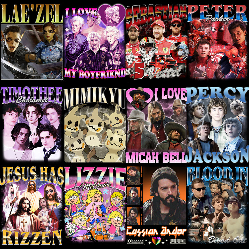 50 Celebrity Fan Mixed Bootleg 90s V5 Designs Bundle PNG
