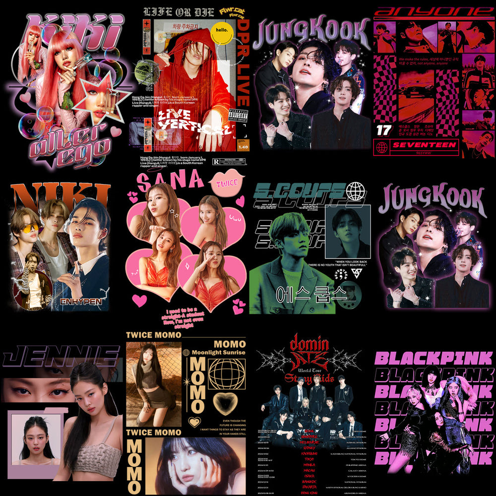 65 KPOP Music Tribute Streetwear & Bootleg Designs Bundle PNG