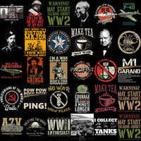Lade Bild in die Galerieansicht, WW2 history t-shirt designs, military quotes, and vintage war graphics for DTF/DTG printing. Print-ready PNG, SVG, PES.
