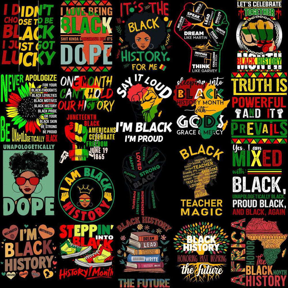 82 Black History Month Black Designs Bundle PNG