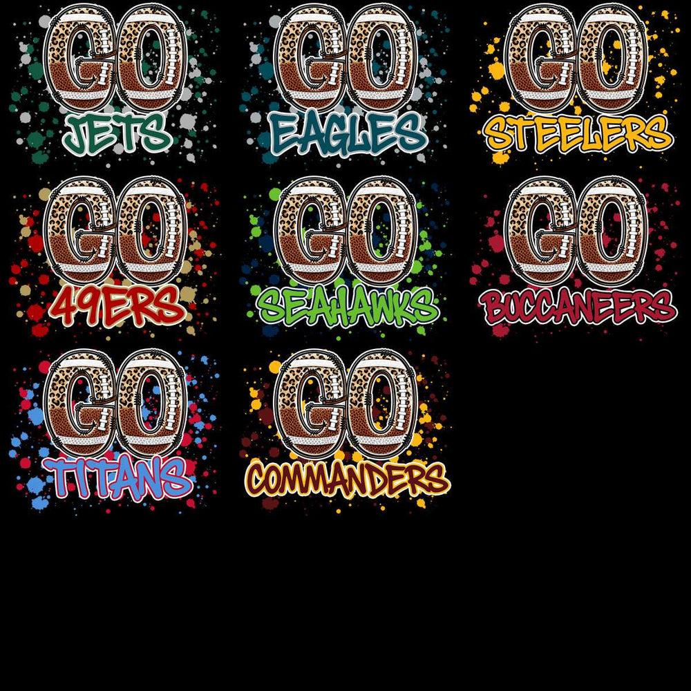 Go Team Football Designs for DTF DTG Print-Ready PNG SVG