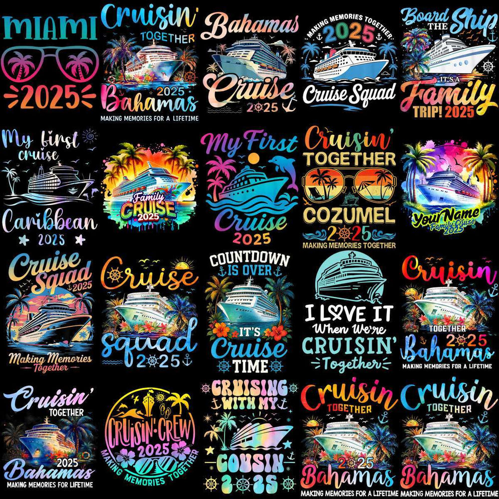 80 Family Vacation Cruise 2025 Designs Bundle PNG