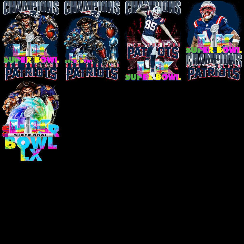30 Super Bowl LX Champion 2026 PNG Bundle |  New England Patriots Champions | Football Champions Designs