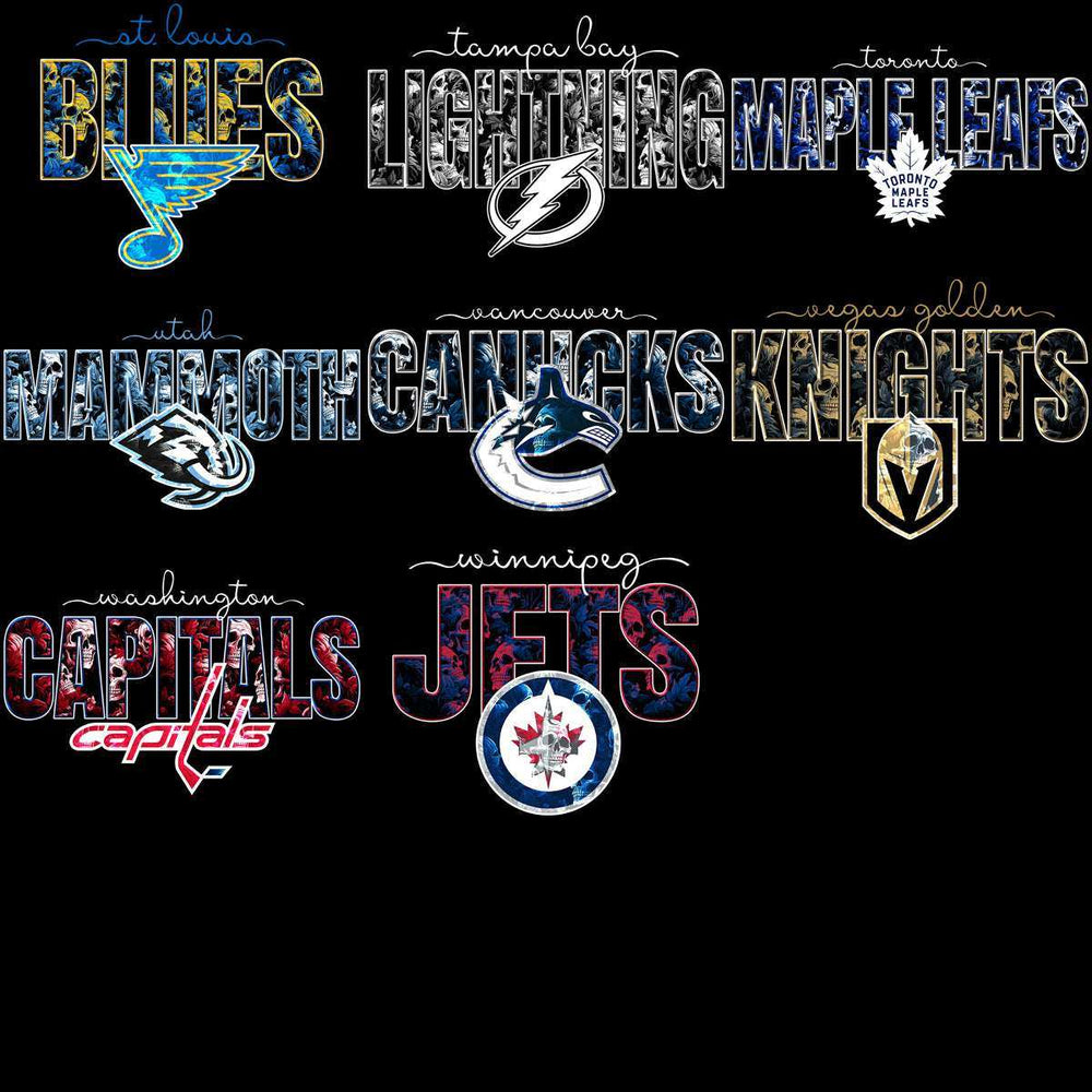 32 Ice Hockey Teams Gothic Skulls Designs Bundle PNG
