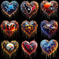 Load image into Gallery viewer, 32 Football Teams Dripping Glow Heart Designs Bundle PNG
