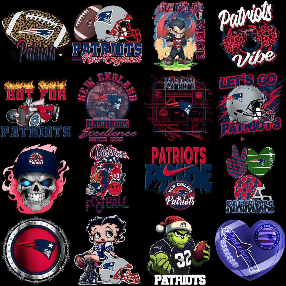 95 Mega Football Team New England Patriots Mixed V4 Designs Bundle PNG