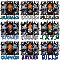 Load image into Gallery viewer, NFL team designs with helmets and footballs for DTF/DTG printing
