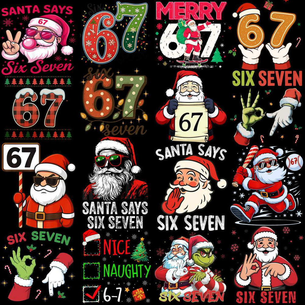 89 Cartoon CHRISTMAS 67 MEME Designs Bundle PNG