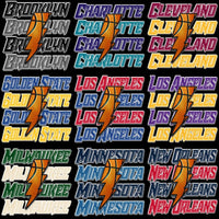 Lade Bild in die Galerieansicht, Basketball team city designs with lightning bolt graphics for DTF, DTG, embroidery, and tumbler wraps
