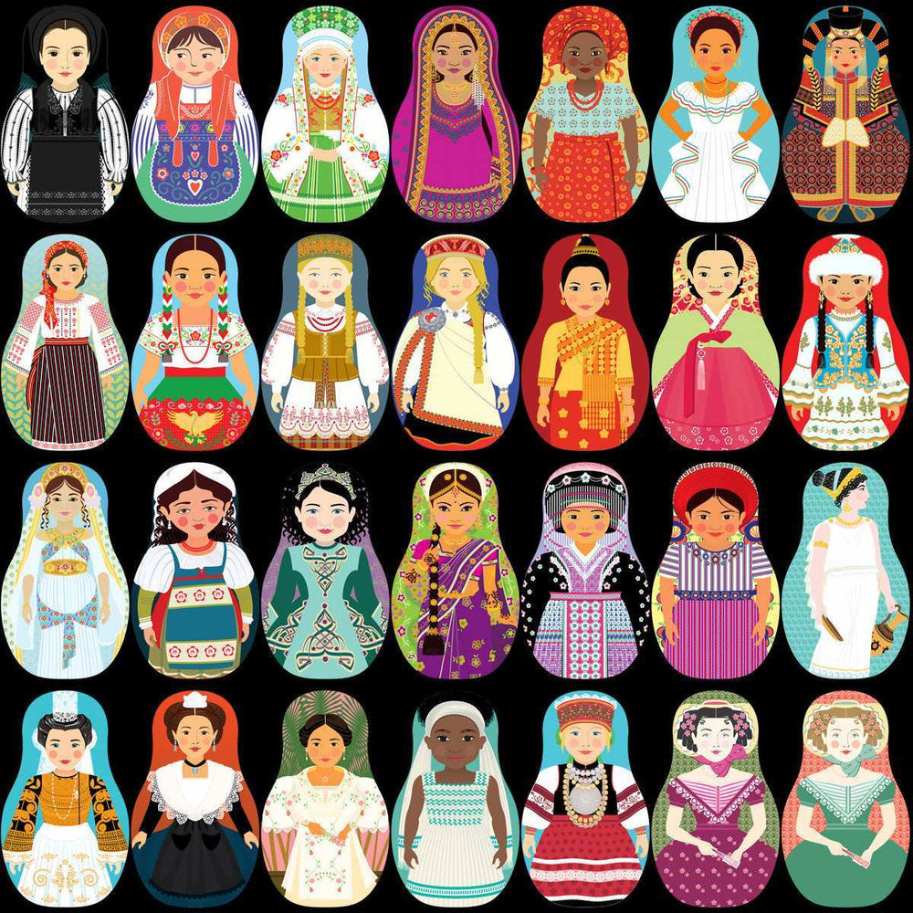 120 Matryoshka Babushka Dolls World Costumes Designs Bundle PNG