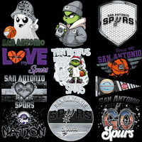 Load image into Gallery viewer, San Antonio Spurs fan designs bundle featuring Grinch, basketball, and team logos for DTF/DTG printing
