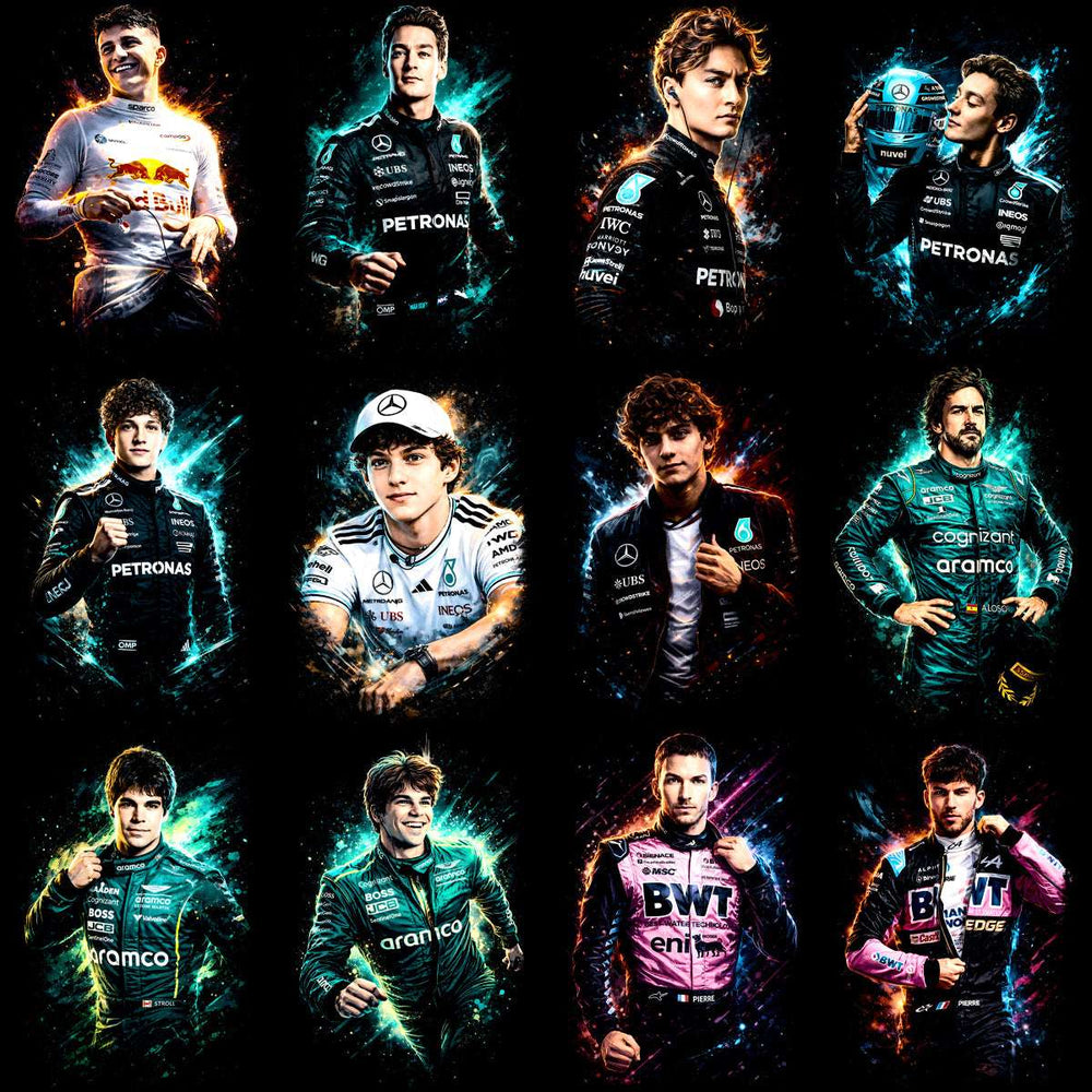 90 Racing Best F1 Drivers Formula Halftones Designs Bundle PNG