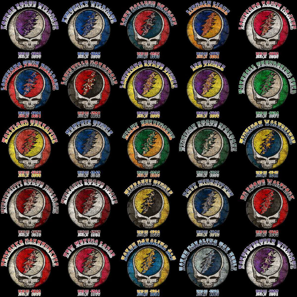 129 College Football Teams Grateful Dead Skull Designs Bundle PNG