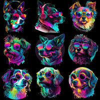 Load image into Gallery viewer, 25 Neon Dogs Animals Designs Bundle PNG
