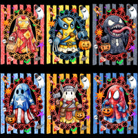 Load image into Gallery viewer, 15 Horror Trick or Treat Halloween Spooky Ghosts Super Heroes Designs Bundle PNG
