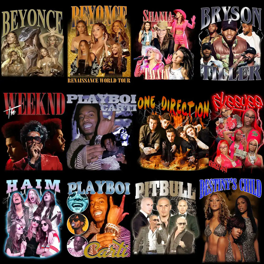 51 Music Artists Bootleg Stars Mixed Designs Bundle PNG