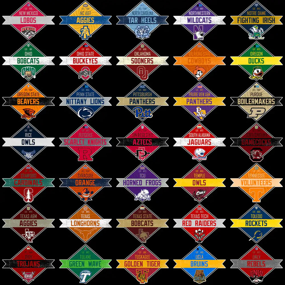 129 College NCAA City Ribbon Typography Logo PNG Designs Bundle