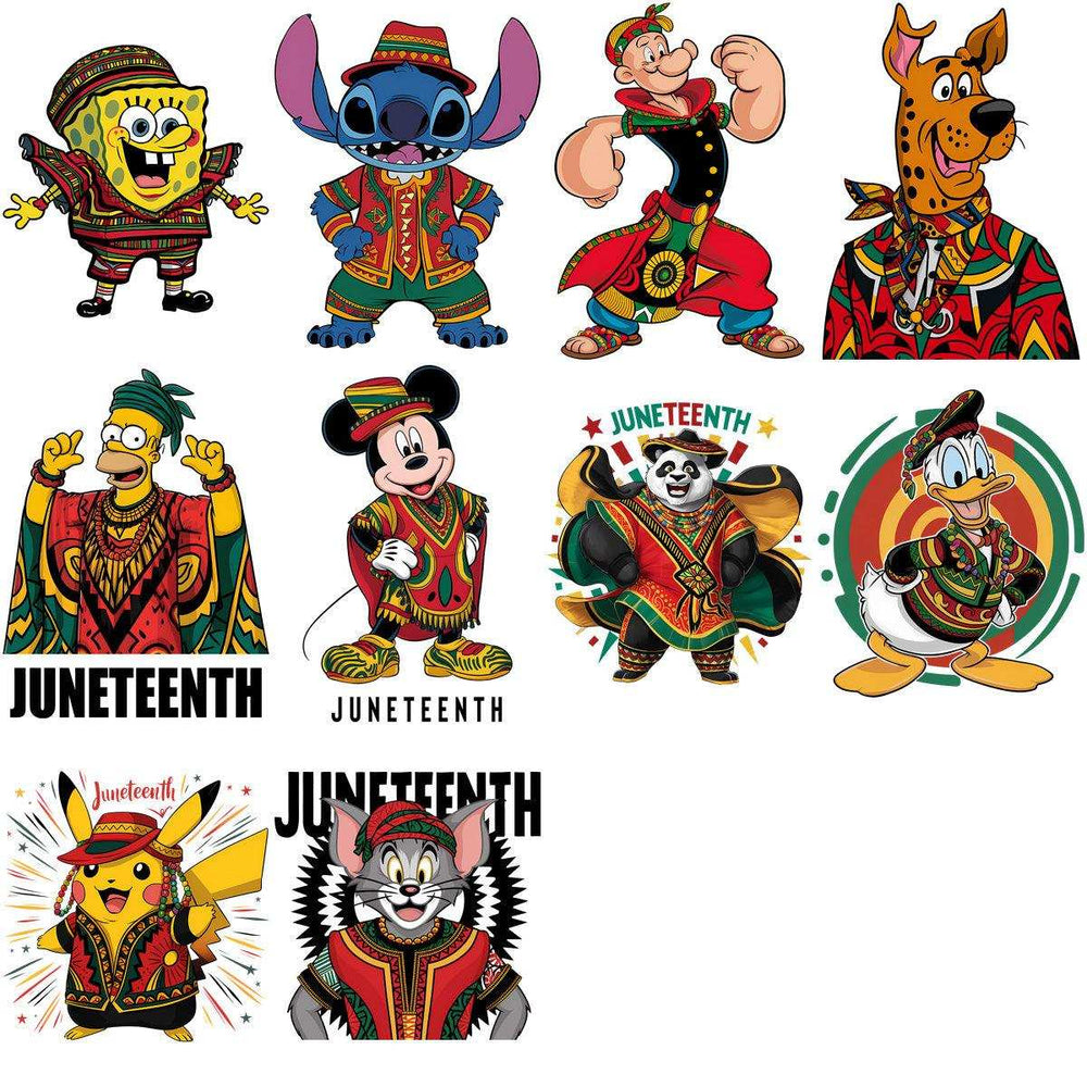 32 Juneteenth Cartoons Black History Designs Bundle PNG