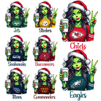 Load image into Gallery viewer, 32 Grinch Lady Starbucks Christmas Football Teams Designs Bundle PNG
