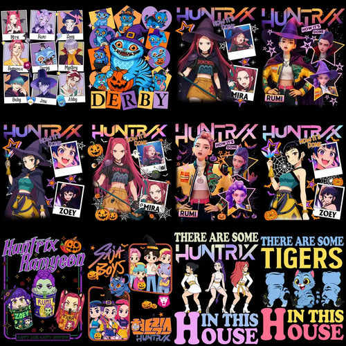37 Huntrix Horror Demon Hunters Halloween Designs Bundle PNG