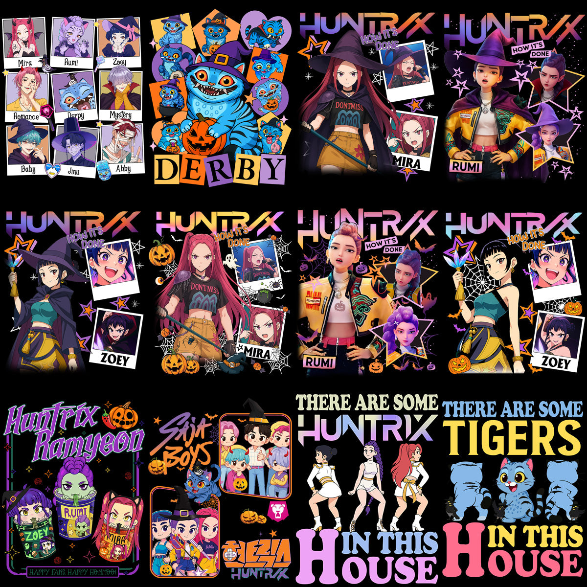 37 Huntrix Horror Demon Hunters Halloween Designs Bundle PNG