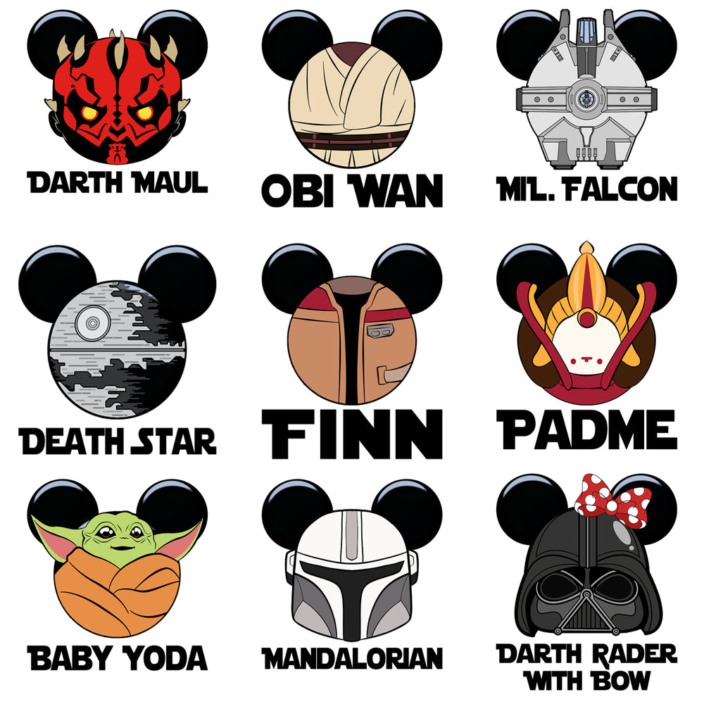 20 Star Wars X Disney Cartoons Designs Bundle PNG