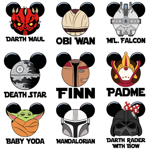20 Star Wars X Disney Cartoons Designs Bundle PNG