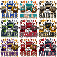 Load image into Gallery viewer, 32 Football Teams Hello Fall Leaves &amp; Acorns Designs Bundle PNG
