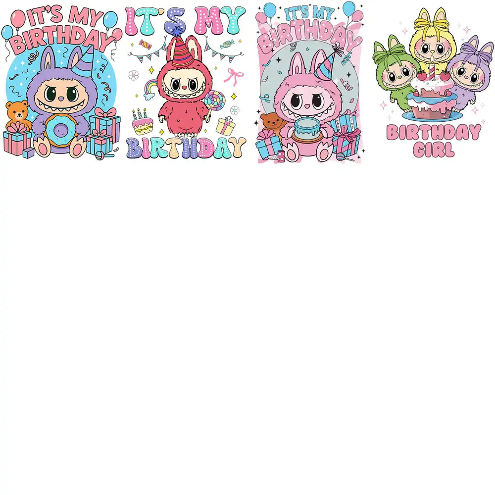 25 Birthday Cartoon Boys and Girls Anniversary Labubu Designs Bundle PNG