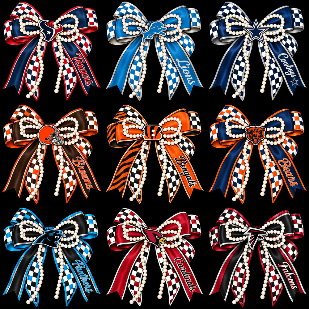 32 Football Teams Bow Pearl Festive Designs Bundle PNG
