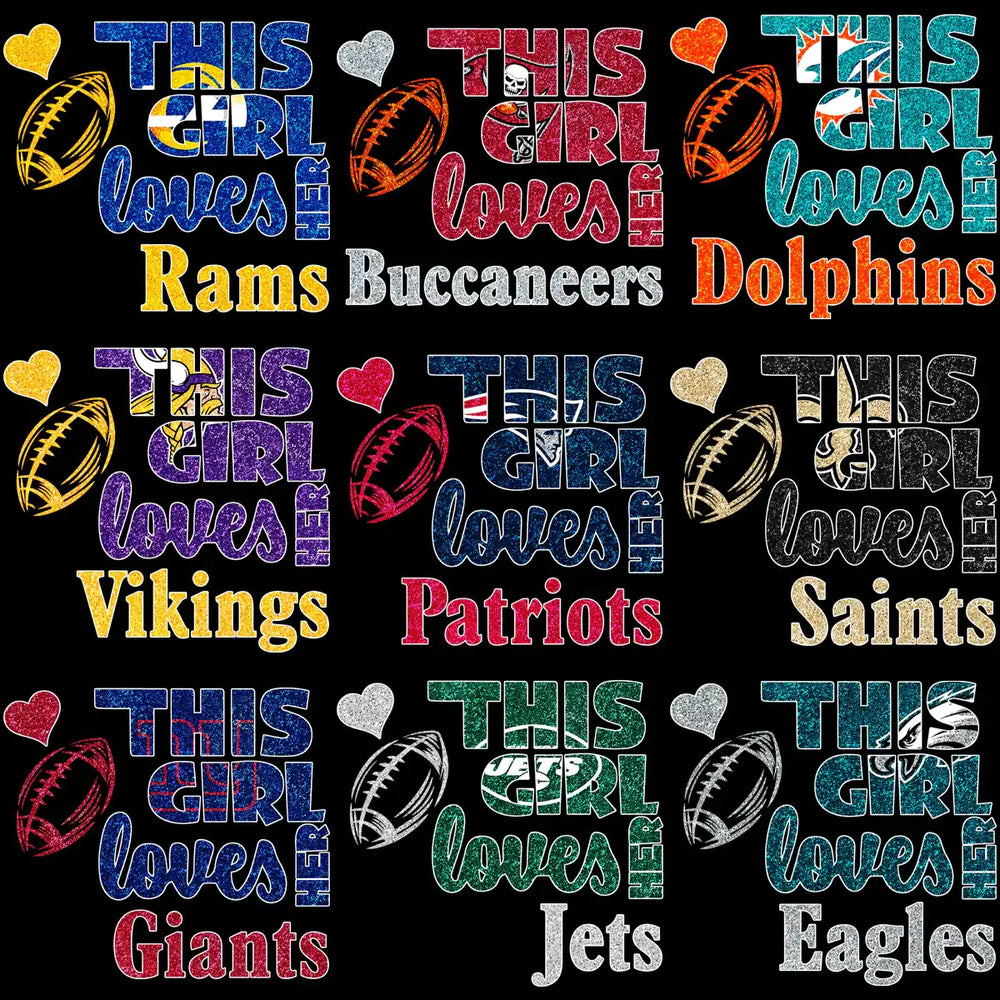 32 This Girl Loves Football Logo Teams Glitter Designs Bundle PNG