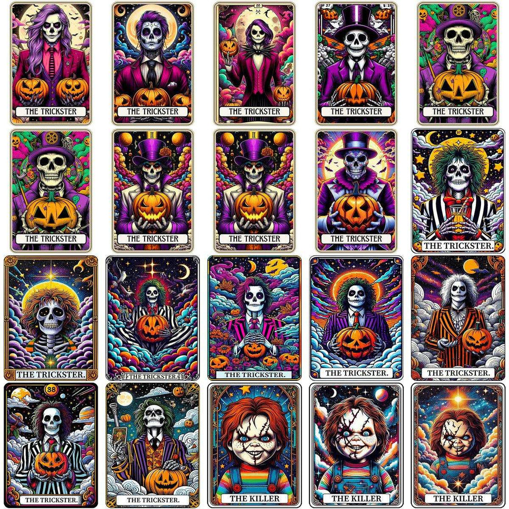 80 Halloween Tarot Cards Horror Movie Designs Bundle PNG