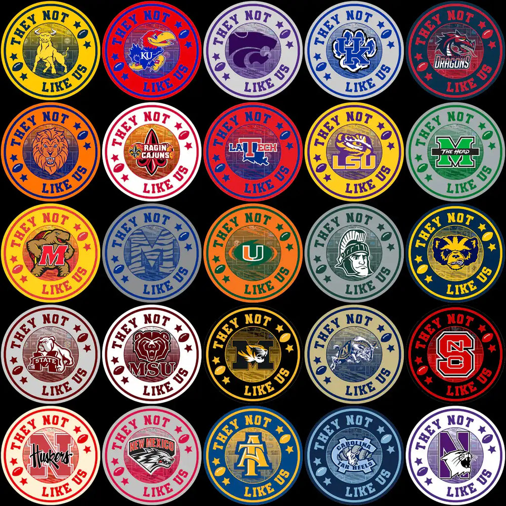 128 College NCAA They Not Like Us Circles Logos PNG Designs Bundle