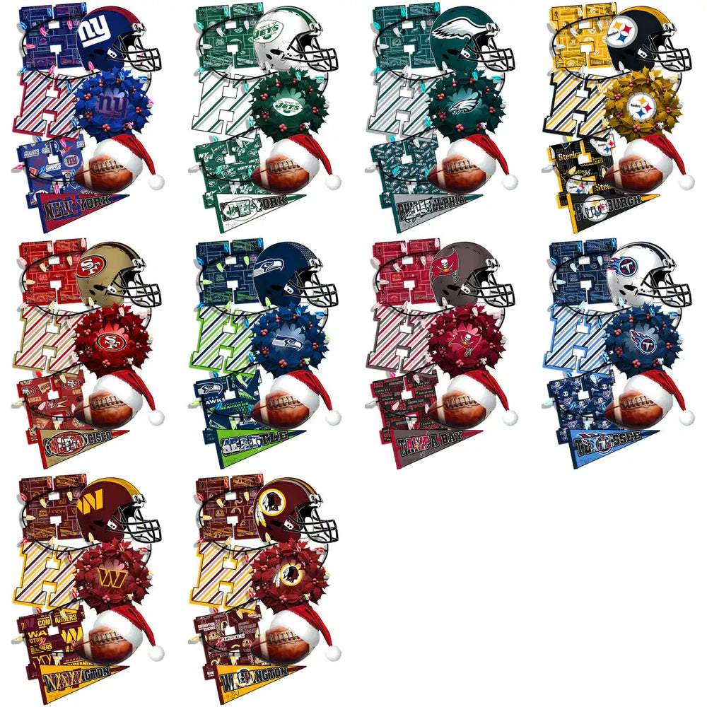 32 HO HO HO Teams Football Christmas V2 Designs Bundle PNG