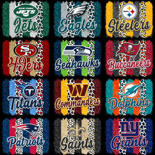 32 Glitter Football Teams Brush Stroke Designs Bundle PNG