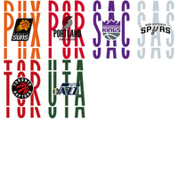 Load image into Gallery viewer, 30 Basketball Teams Logos Text Style Designs Bundle PNG
