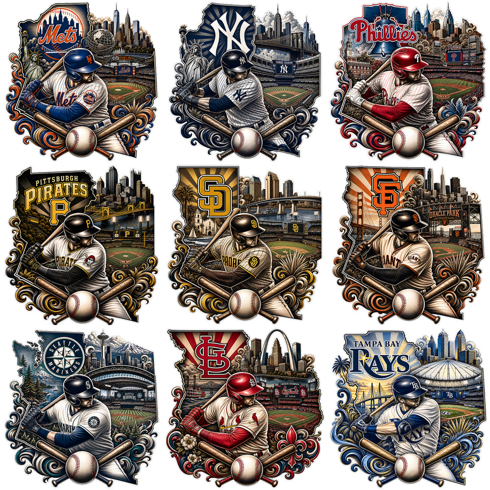 30 City Map Skyline Baseball Teams Logos Designs Bundle PNG