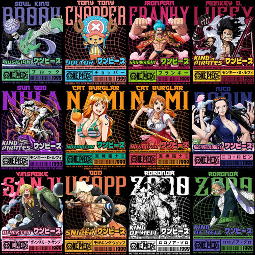33 Anime One Piece Helden Streetwear Designs Bundle PNG