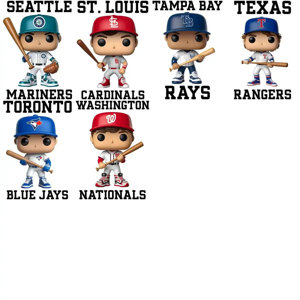 30 Baseball Boy Figurine Teams Designs Bundle PNG