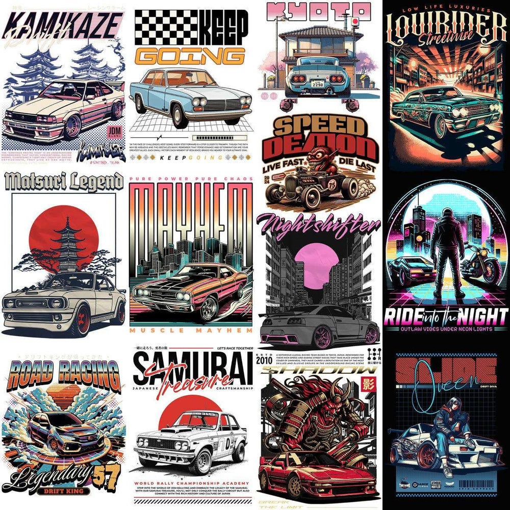 48 Streetwear Cars Designs Bundle PNG