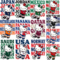 Load image into Gallery viewer, 45 Hello Kitty World Cup Soccer Teams Football Designs Bundle PNG
