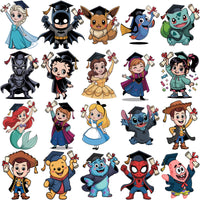 Load image into Gallery viewer, 80 Pop Culture Cartoons Graduation Designs Bundle PNG
