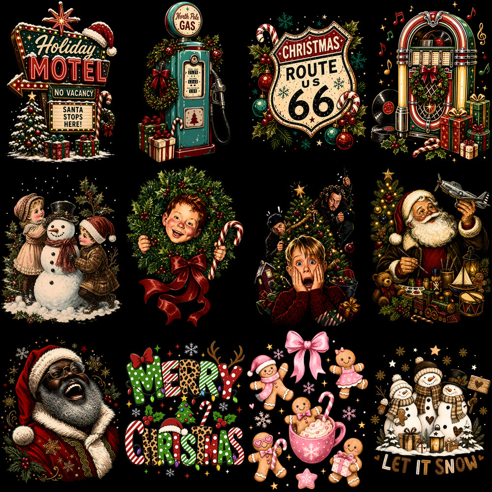 54 Christmas Holiday Mega Halftone Designs Bundle PNG