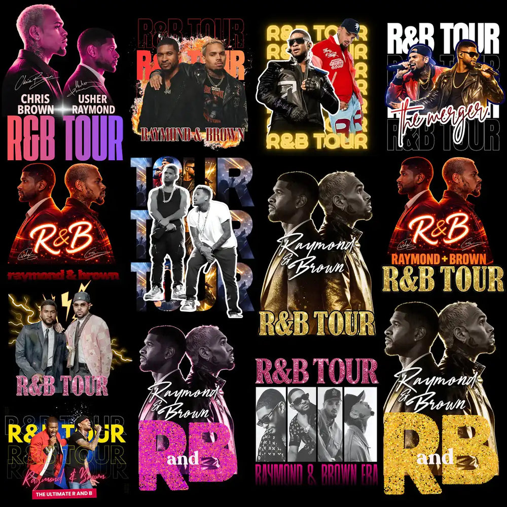 35 Music Stars Tour 2026 R&B Raymond & Brown Designs Bundle PNG
